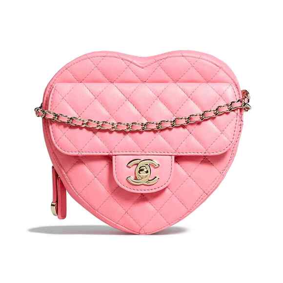 Chanel 22S Pink Large Runway Heart Quilted Flap Chain Shoulder Crossbody Bag - Picture 1 of 12